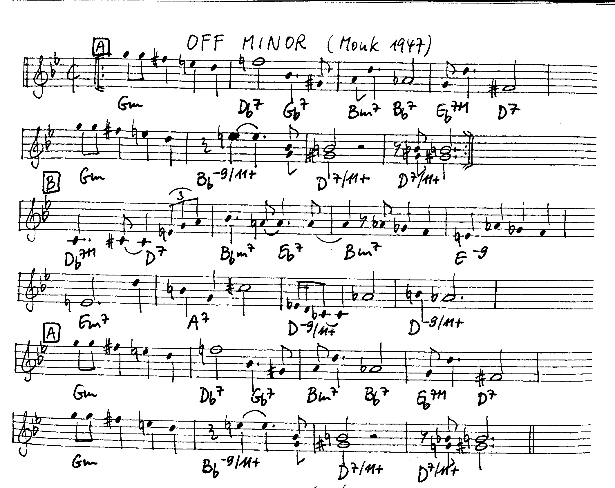 off minor leadsheet – book us for your next 20s or gatsby event